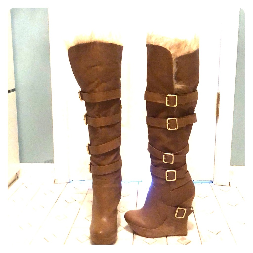 Colin Stuart over-the-knee fur boots